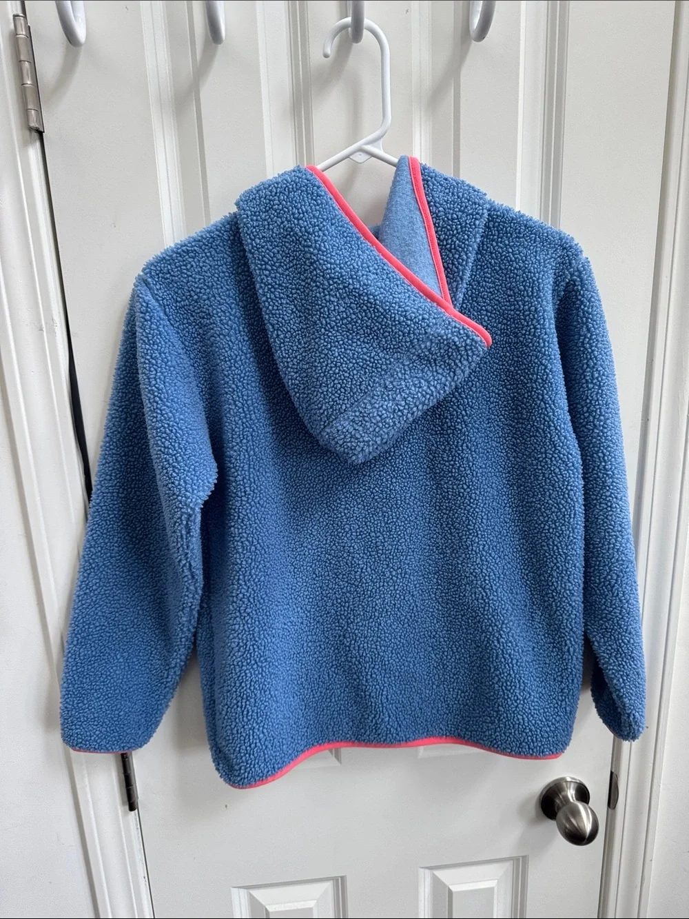 Carhartt Kids Blue Sherpa Hoodie with Pink Trim